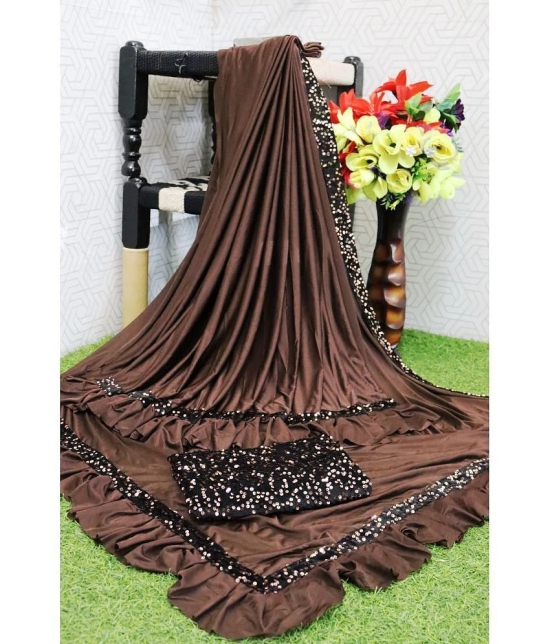 JULEE Brown Lycra Saree - Single - Brown