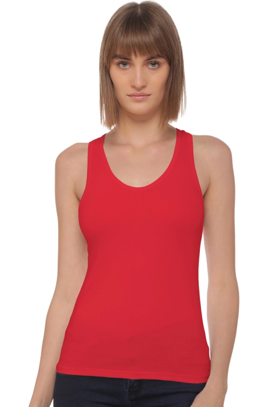 Sona 8008 Red Racer Back Sports Camisole for Gym Workout, Exercise, Yoga etc-S / Red / Cotton