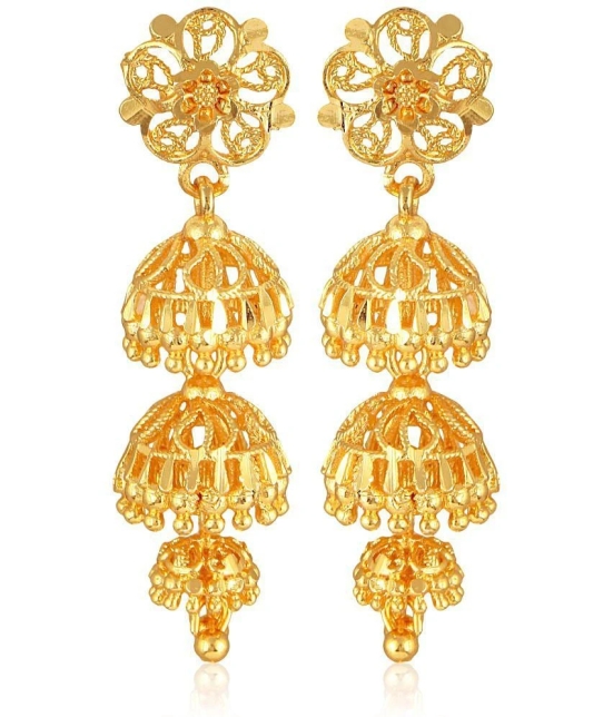 VIVASTRI Golden Jhumki Earrings ( Pack of 1 ) - Golden