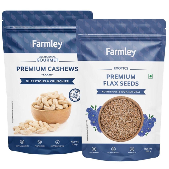 Farmley Premium Cashews 250g | Premium Flax Seeds 200g | Combo 450g