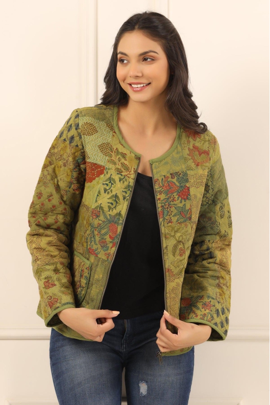 Printed women quilted  jacket-XL