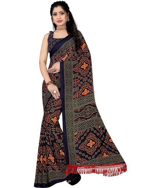 LEELAVATI - Navy Blue Georgette Saree With Blouse Piece ( Pack of 1 ) - Navy Blue