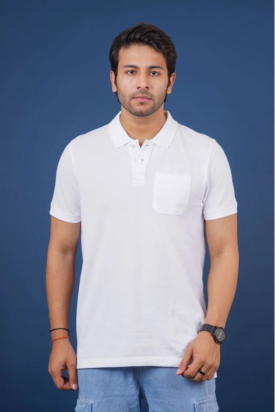 Men's White Pocket Polo T-Shirt