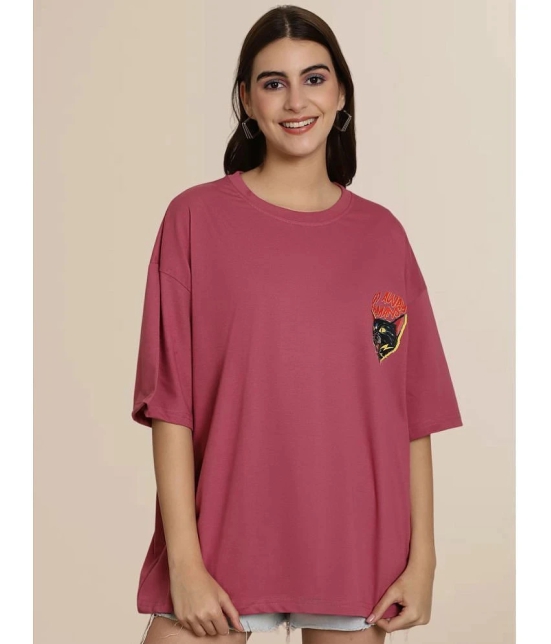 Fabflee Pink Cotton Loose Fit Womens T-Shirt ( Pack of 1 ) - None