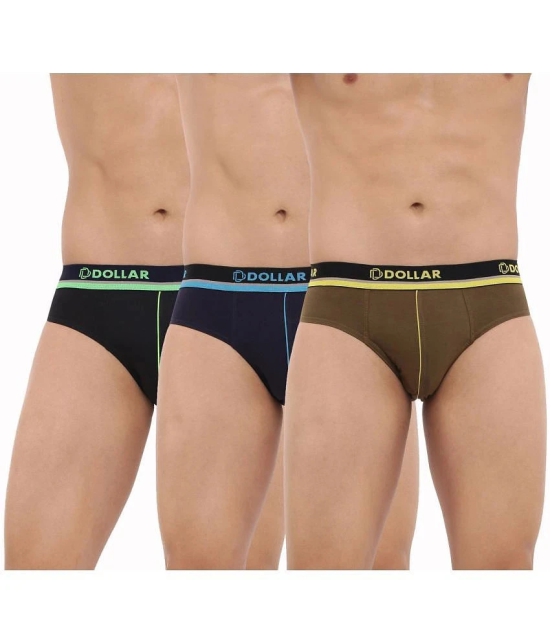 Pack of 3 Dollar Bigboss Assorted Solid Cotton Blend Men Brief - L