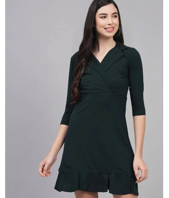 Addyvero Cotton Lycra Green Skater Dress - Single - XL