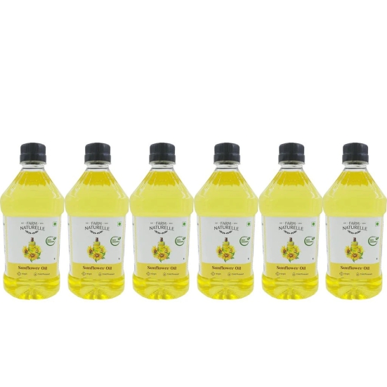 Farm Naturelle Organic Virgin Cold Pressed Sunflower Oil, 1Ltr x Pack of 6