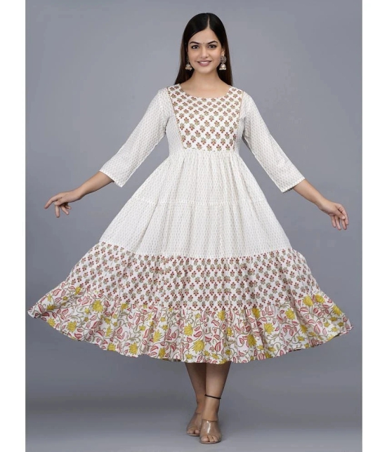 Smien - White Rayon Womens Anarkali Kurti ( Pack of 1 ) - None