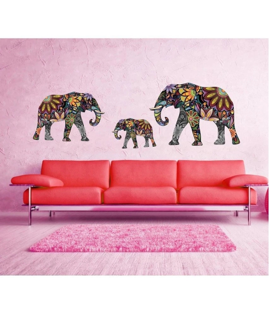 Asmi Collection Beautiful Elephants Family Wall Sticker ( 90 x 160 cms )