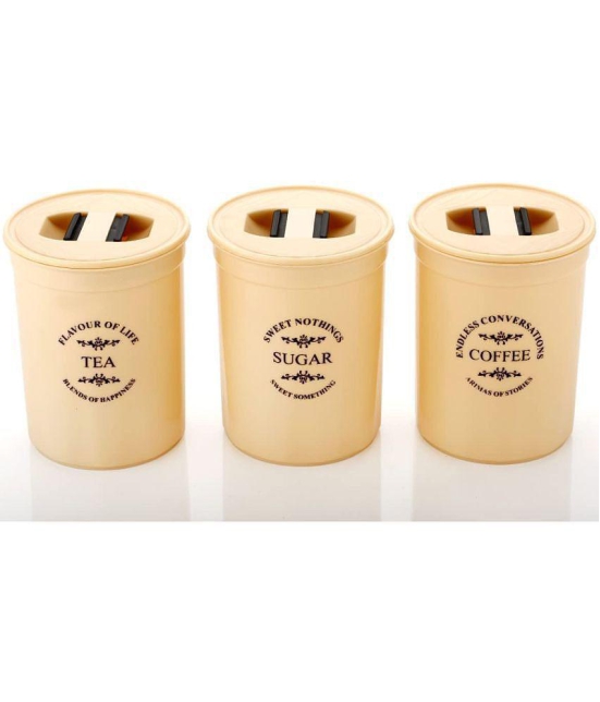 GEEO Plastic Off White Tea/Coffee/Sugar Container ( Set of 3 ) - Off White