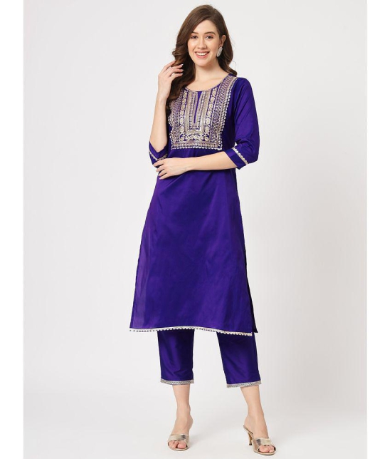 Pannkh Womens Festive Embroidered Kurta With Matching Pants - None