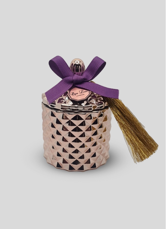 French Lid Baby Geo Candles.-Empress (Velvet Rose & Oud) / White & Silver