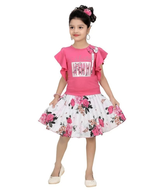 Arshia Fashions - Pink Cotton Blend Girls Top With Skirt ( Pack of 1 ) - None