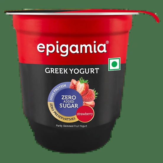 Epigamia Greek Yogurt Strawberry- Zero Added Sugar, 120 Gm