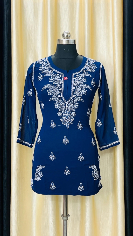 Short Top & Dupatta sets-Neavy blue / Premium Soft Georgette