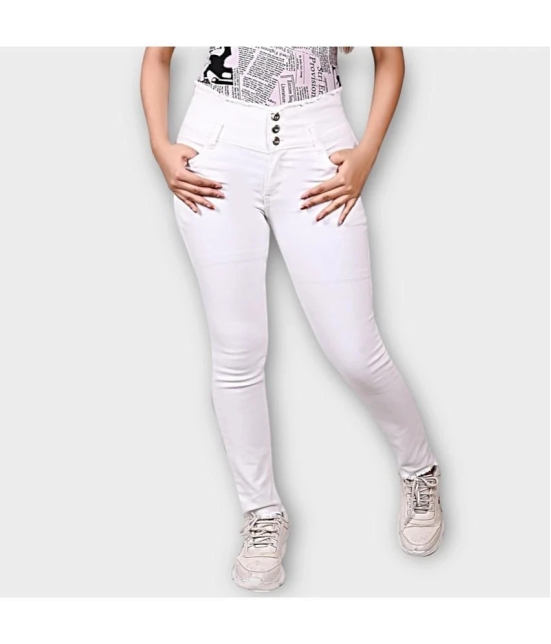 ICONIC ME- Classic Elegance: Girls Solid White Denim Jeans - None