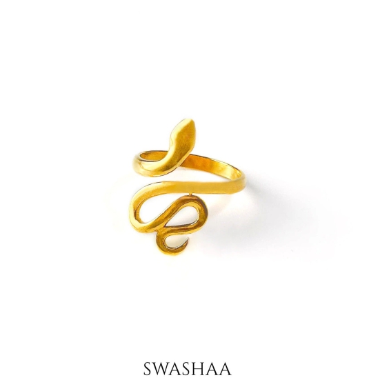 Oni Snake 18K Gold Plated Ring-Gold