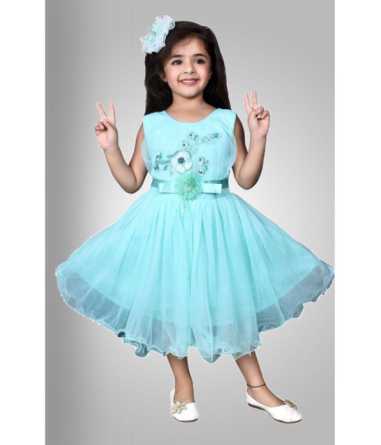 Arshia Fashions - Light Blue Net Girls Frock ( Pack of 1 ) - None