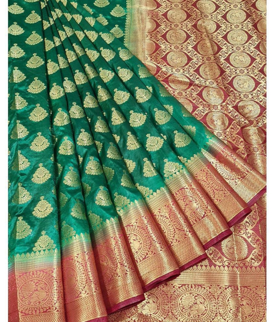 fab woven Green Dola Silk Saree - Single