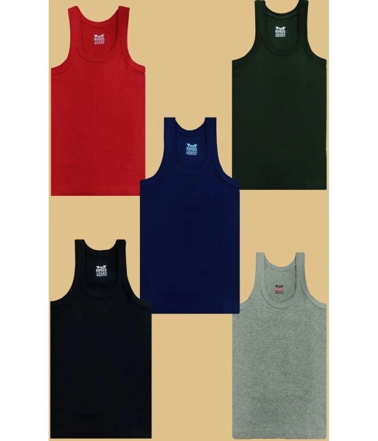 Hap Kings - Multicolor Cotton Solid Boys Vest ( Pack of 5 ) - None