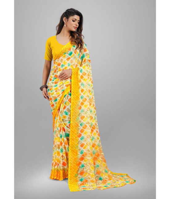 Sitanjali - Yellow Georgette Saree With Blouse Piece ( Pack of 1 ) - Yellow