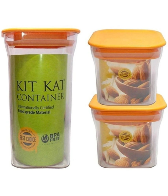 HOMETALES - Polyproplene Orange Food Container ( Set of 3 - 1100 ) - Orange