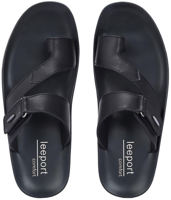 Leeport Black Mens Leather Slipper - None