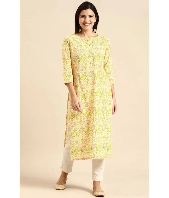 Rajnandini - Yellow 100% Cotton Womens Straight Kurti ( Pack of 1 ) - None