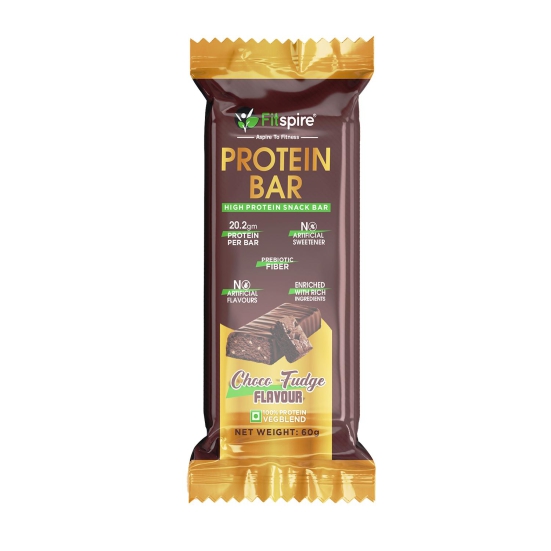 Fitspire Protein Bar - 60 gm | 20.2 gm Protein | No Artificial Sweetener & Flavor - Choco Fudge Flavor