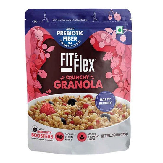 Fit & Flex Backed Granola Breakfast Cereal Happy Berries 275g