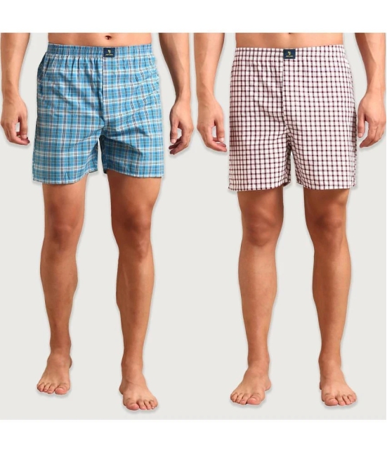 Joven Multicolor BOXER SHORTS Cotton Mens Boxer- ( Pack of 2 ) - None