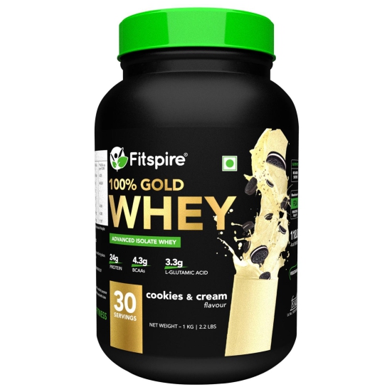 Fitspire Advanced Isolate Gold Whey Protein 1Kg (30 Servings) Cookie & Cream