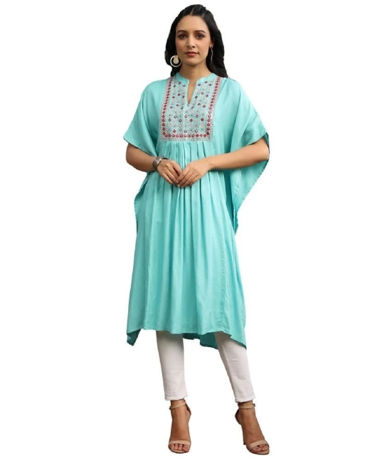 Juniper - Light Blue Rayon Flex Womens Kaftan Kurti ( Pack of 1 ) - None