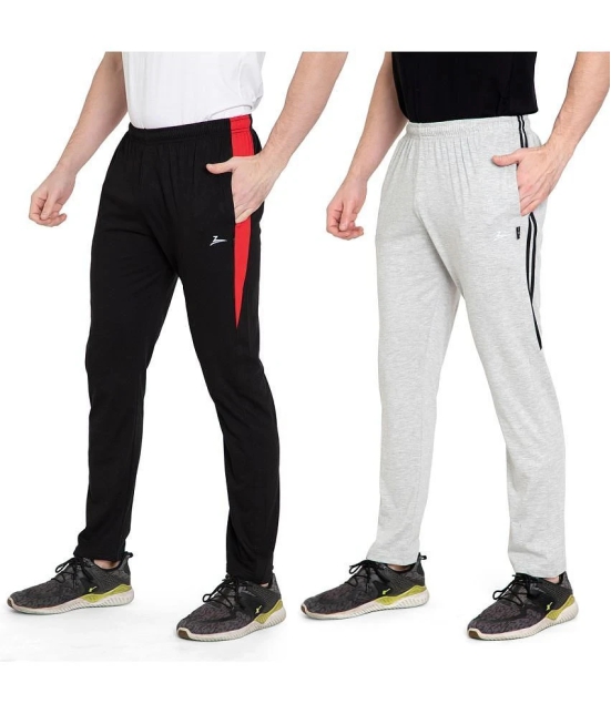 Zeffit Solid Men Black, Grey Track Pants (Pack Of 2 ) - M