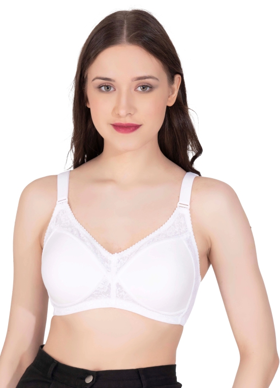 LacyLuxe Seamless Padded Bra Women Full Coverage Lightly Padded Bra-40B / White / Nylon Non Stretch Net