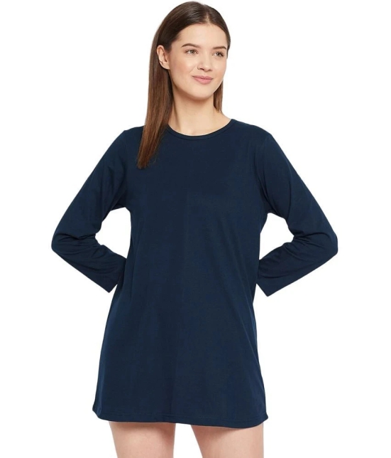 PPTHEFASHIONHUB - Navy Blue Cotton Blend Loose Fit Womens T-Shirt ( Pack of 1 ) - None