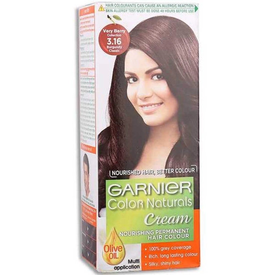 Garnier Color Naturals Rich Creme Nourishing Permanent Hair Color 3.16 Burgundy 70 ml + 60 gm, Box