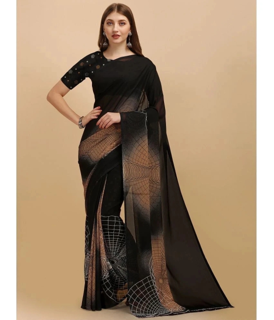 LEELAVATI - Black Georgette Saree With Blouse Piece ( Pack of 1 ) - Black