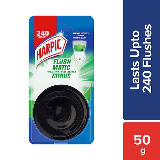 Harpic Flushmatic In-Cistern Toilet Cleaner Block, Citrus, 50 g