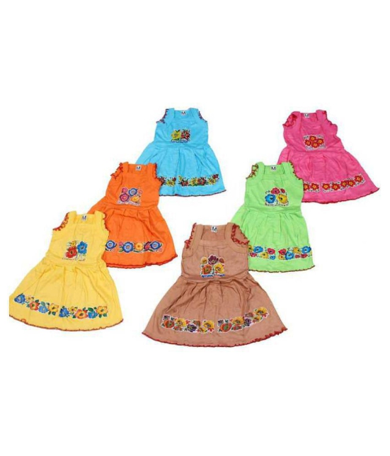 Baby girl cotton printed frock (pack of 6) - None