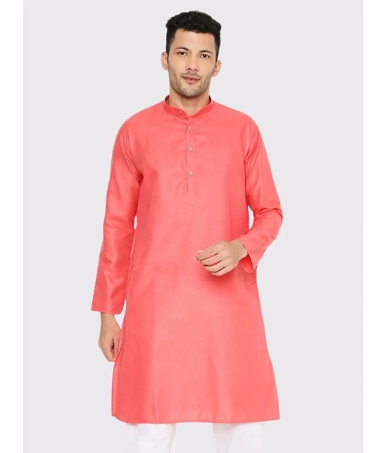 Maharaja - Coral Cotton Blend Mens Regular Kurta ( Pack of 1 ) - None