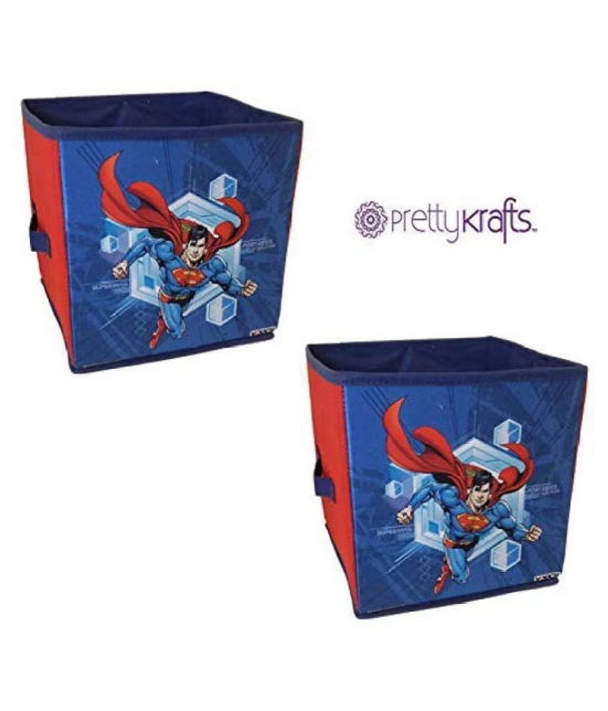 SuperMan Toys Organizer (Set of 2 pcs), Storage Box for Kids, Small - Dark Blue