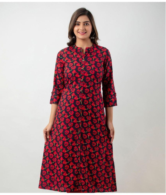 MAUKA - Red Rayon Women''s A-line Kurti ( Pack of 1 ) - None