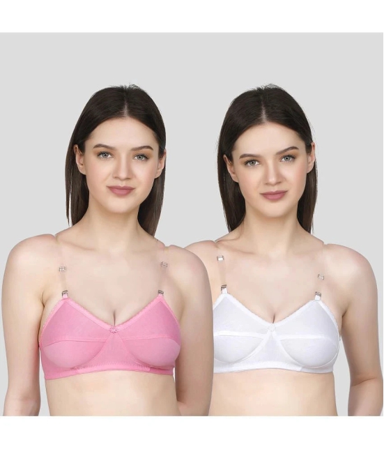 TCG - Pink Cotton Blend Non Padded Womens Push Up Bra ( Pack of 2 ) - None