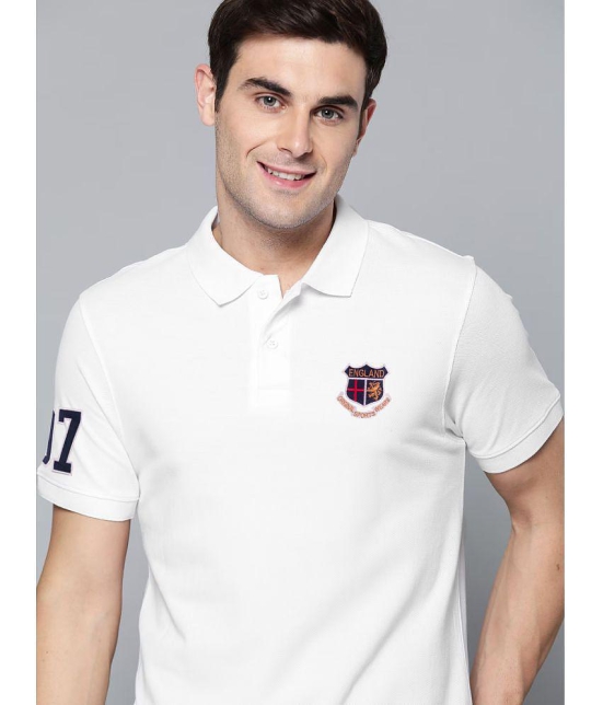 ADORATE Cotton Blend Regular Fit Embroidered Half Sleeves Mens Polo T Shirt - White ( Pack of 1 ) - None