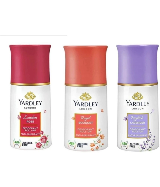 Yardley London LONDON ROSE,ROYAL BOUQUET, LAVENDER Deodorant Spray for Men,Women 150 ml ( Pack of 3 )