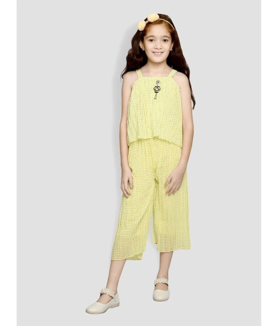 Arshia Fashions - Yellow Crepe Girls Top With Palazzo ( Pack of 1 ) - None