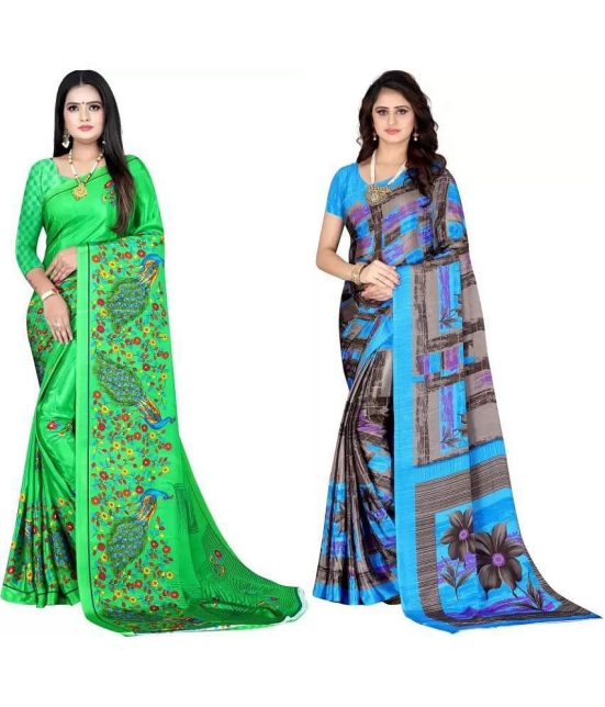 LEELAVATI - Multicolor Crepe Saree With Blouse Piece ( Pack of 2 ) - Multicolor