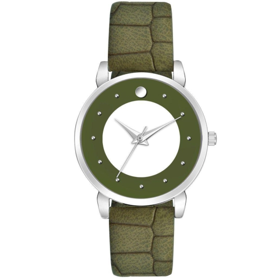 Loretta MT-336 Green Leather Belt Slim Dial Women & Girls Watch