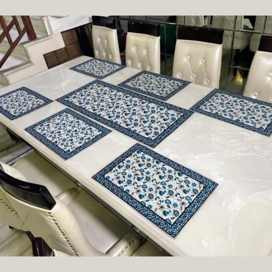 Floral Printed Table Placemats Combo-Blue